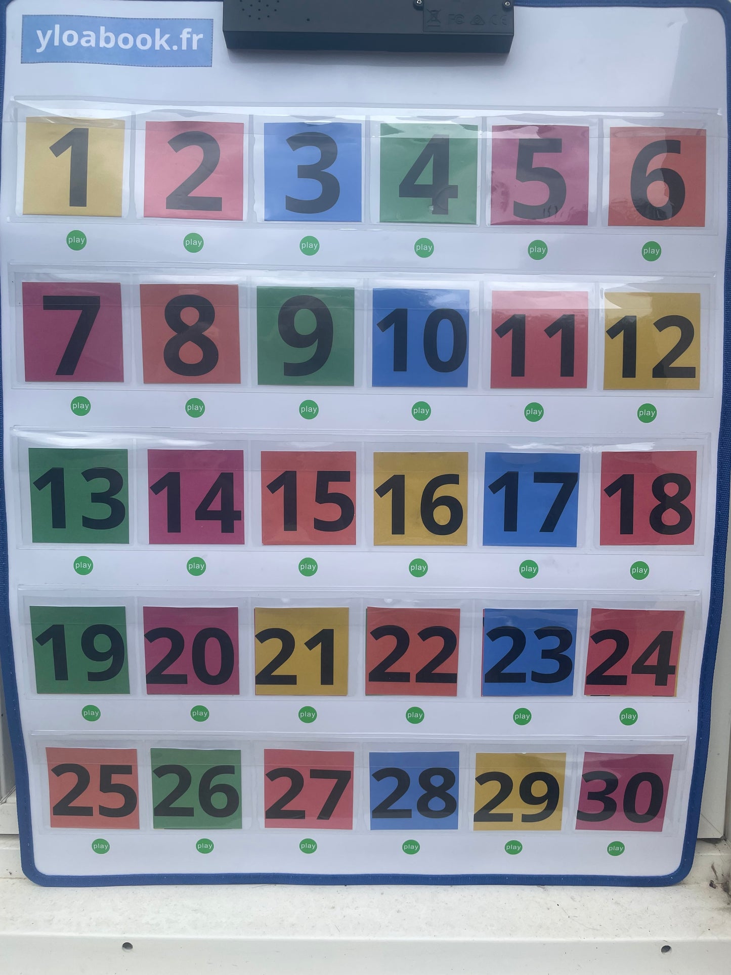 Étiquettes Nombres 0 à 30 – Colorées & Plastifiées (format 7x7 cm)