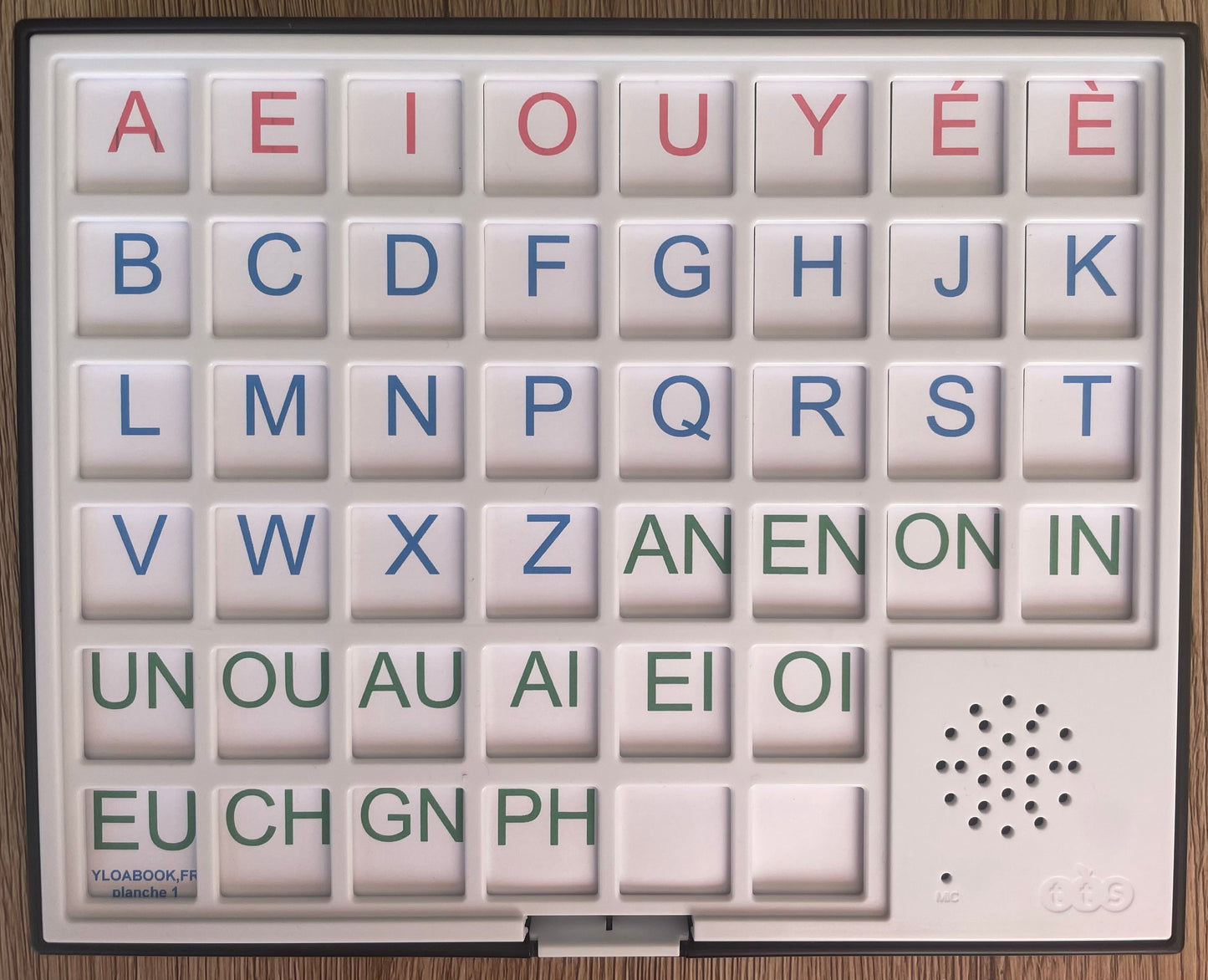Tableau bavard éducatif interactif pour apprendre à lire avec lettres et sons en couleurs