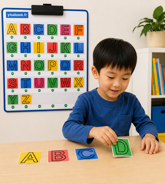 Étiquettes Alphabet A à Z – Lettres Colorées & Plastifiées (format 7x7 cm)