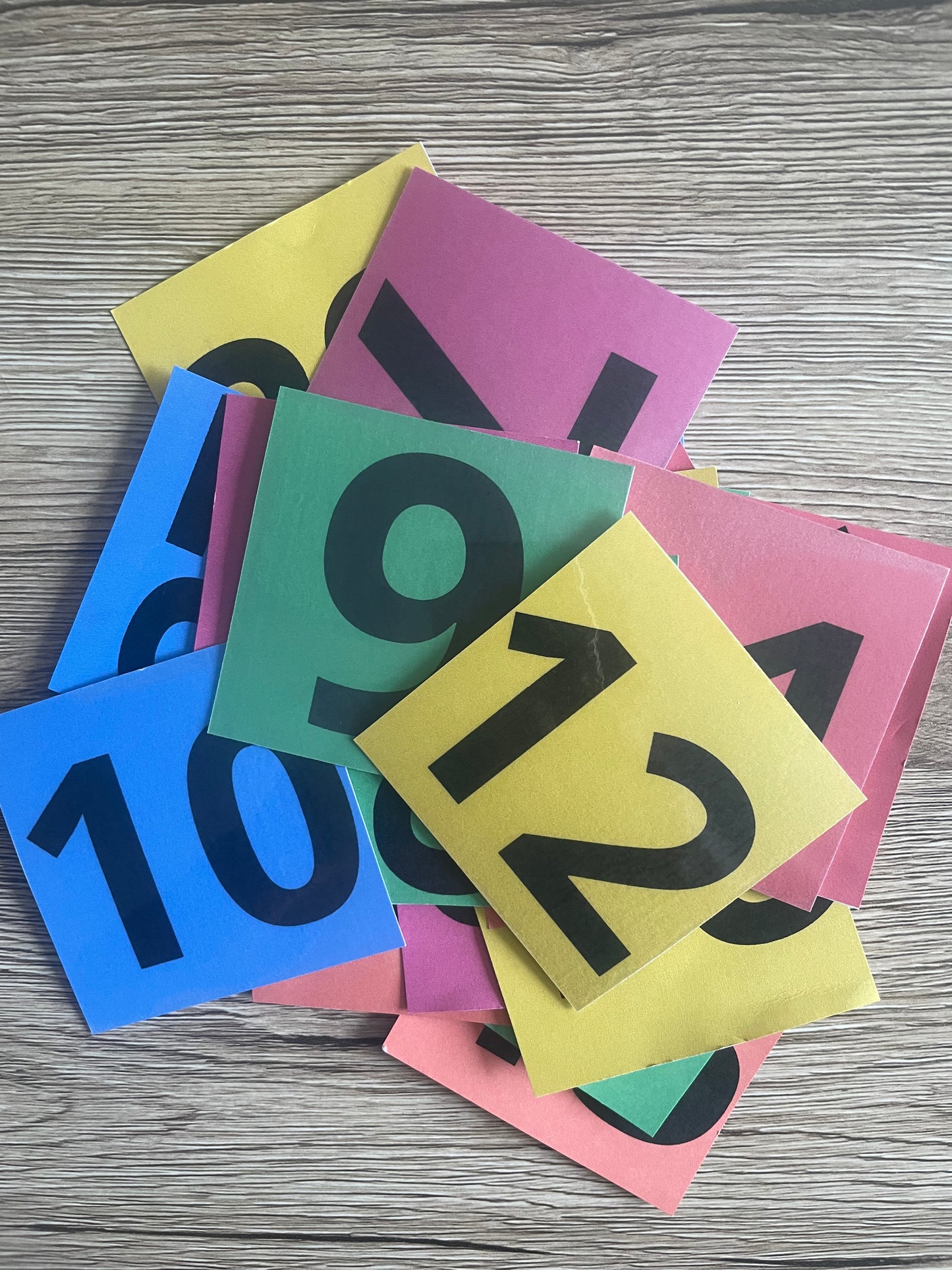 Étiquettes Nombres 0 à 30 – Colorées & Plastifiées (format 7x7 cm)