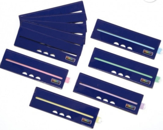 Réglette de lecture colorée en plastique souple pour enfants, outil d’aide à la concentration et au suivi du texte, idéale pour dyslexie et TDAH.