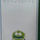 Page du livret de graphisme avec lignes brisées à tracer et dessin de monstre vert rigolo, support plastifié réutilisable A4.