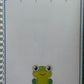 Page du livret de graphisme avec exercice de tracé de ponts et illustration de grenouille pour maternelle.