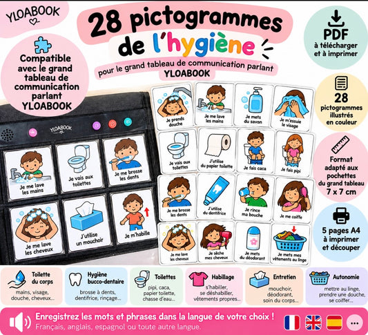 Présentation du support YLOABOOK : Hygiène : pictogrammes PDF pour grand tableau