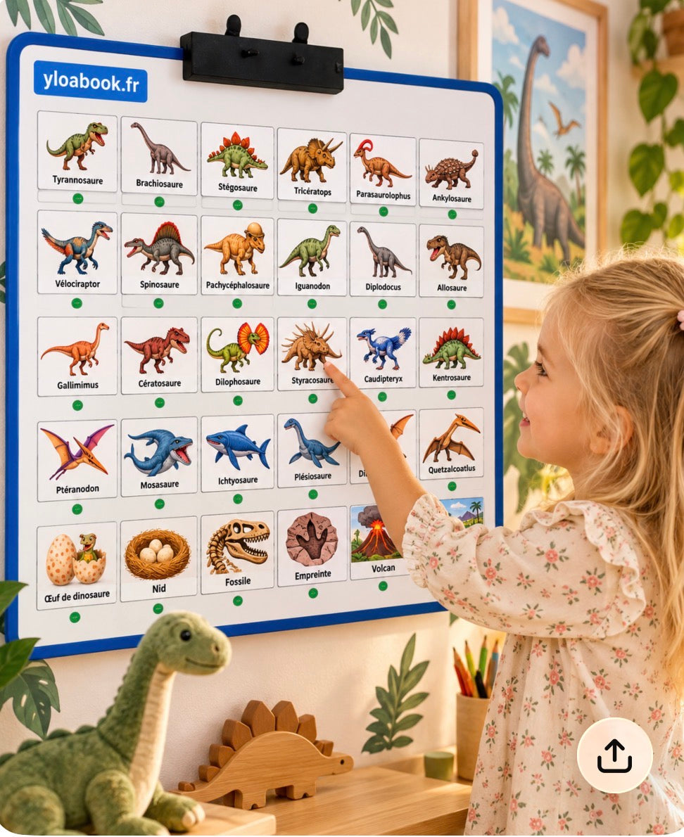 30 pictogrammes « Les dinosaures » – PDF à imprimer | Compatible avec le grand tableau parlant YLOABOOK