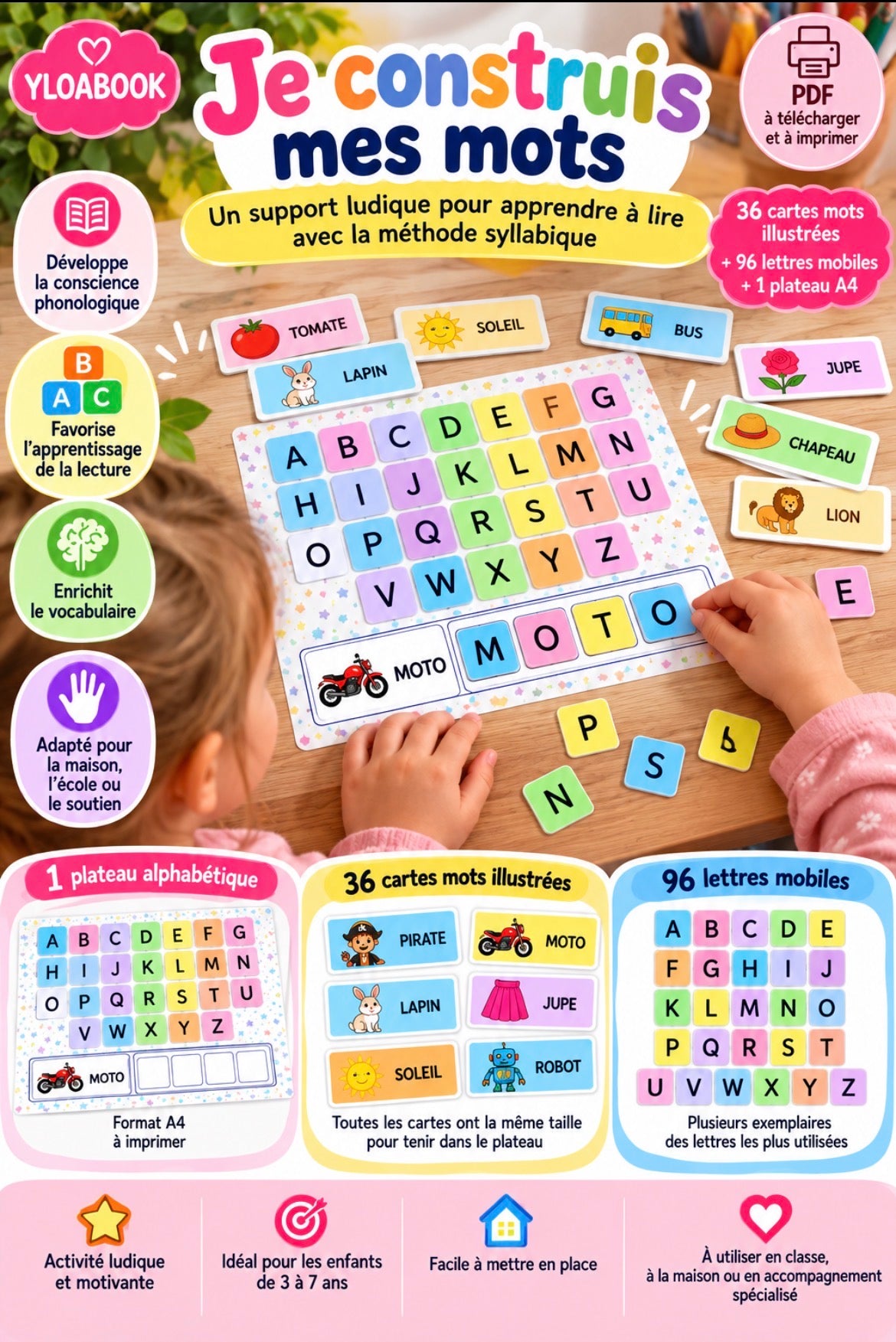 Je construis mes mots – Jeu de lecture et d'écriture à imprimer | PDF 6,90 €