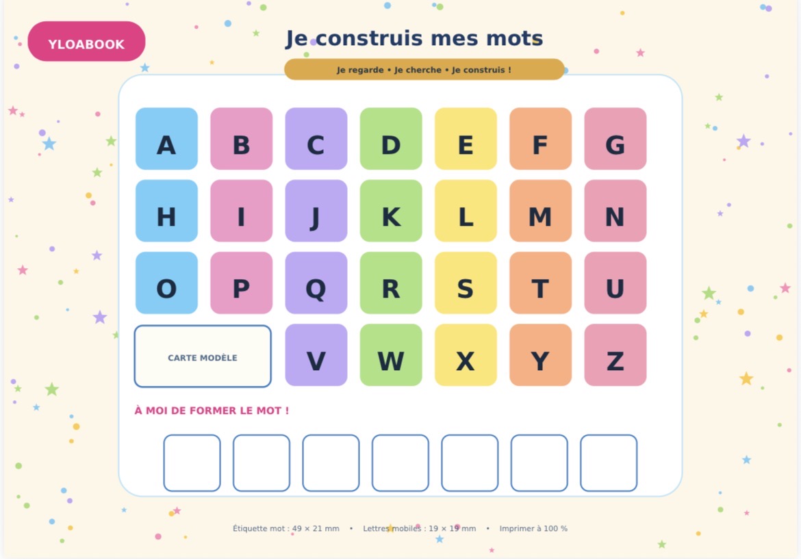 Je construis mes mots – Jeu de lecture et d'écriture à imprimer | PDF 6,90 €