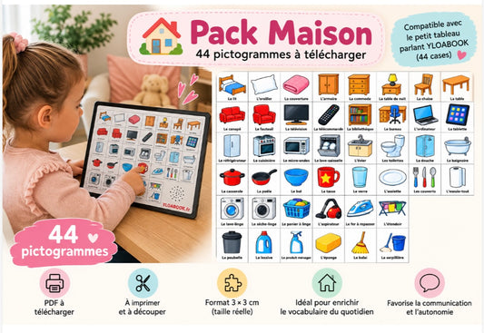 Présentation du support YLOABOOK : Objets de la maison : pictogrammes PDF pour petit tableau