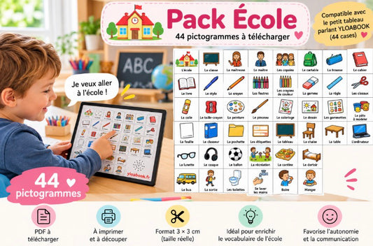 Présentation du support YLOABOOK : École : pictogrammes PDF pour petit tableau