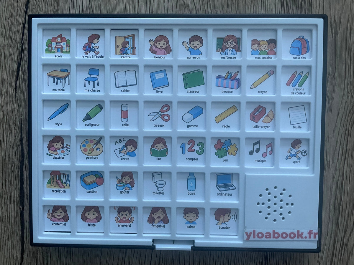 Pack PDF « École » – 44 pictogrammes à imprimer | Compatible avec le petit tableau de communication parlant