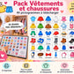 Présentation du support YLOABOOK : Vêtements et chaussures : pictogrammes PDF pour petit tableau
