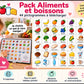 Présentation du support YLOABOOK : Aliments et boissons : pictogrammes PDF pour petit tableau