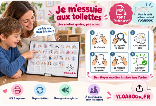 Présentation du support YLOABOOK : Je m’essuie aux toilettes : routine en pictogrammes PDF