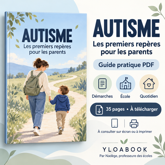 Autisme : les premiers repères pour les parents — guide pratique PDF de 35 pages par Nadège, professeure des écoles, YLOABOOK.