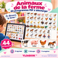 44 pictogrammes animaux et univers de la ferme pour petit tableau parlant YLOABOOK - 2,2 × 2,2 cm