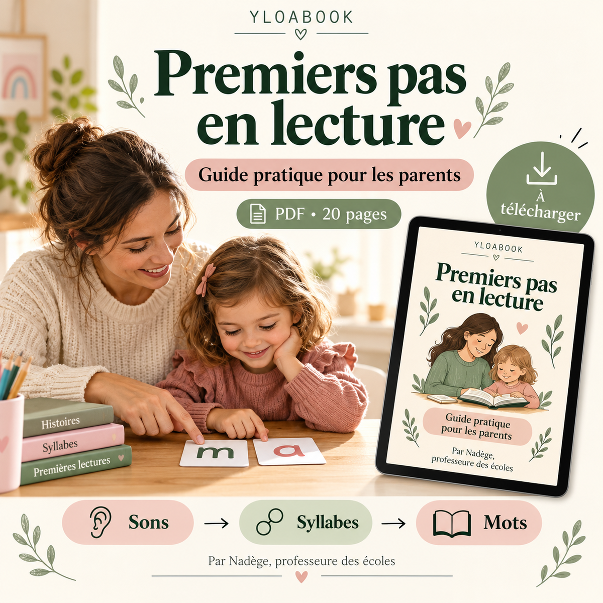 Premiers pas en lecture - Guide pratique PDF de 20 pages pour les parents - YLOABOOK